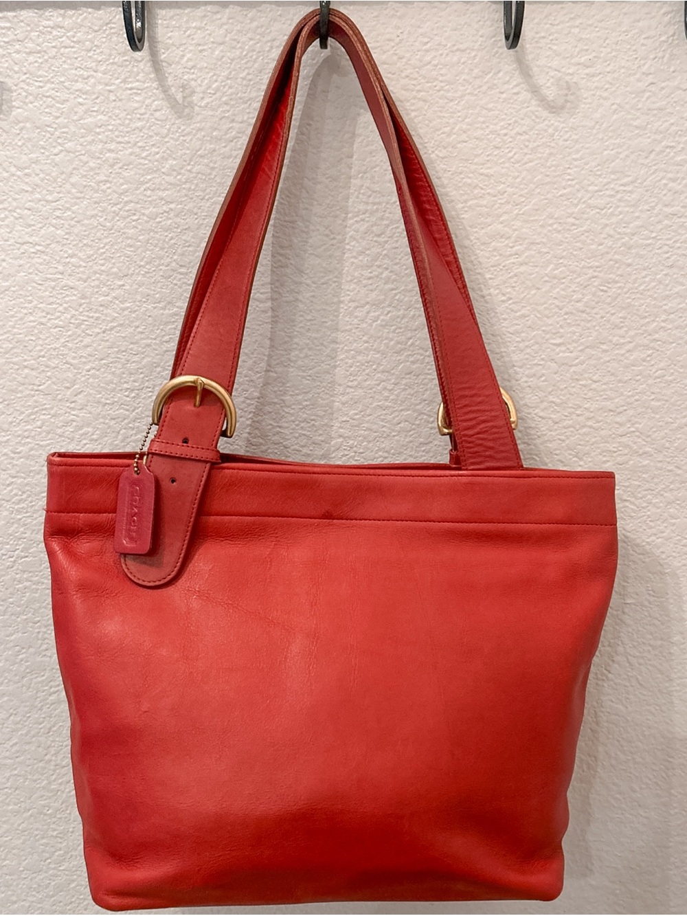 Vintage Coach Soho Lafayette Red Leather Tote Bag w/Brass Hardware 4140 USA Tag